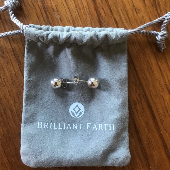 Silver Ball Stud Earrings - Picture 3 of 3